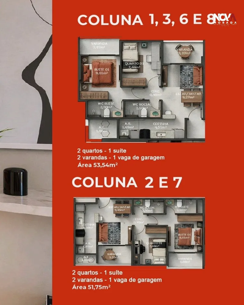 Apartamento, 2 quartos, 52 m² - Foto 1