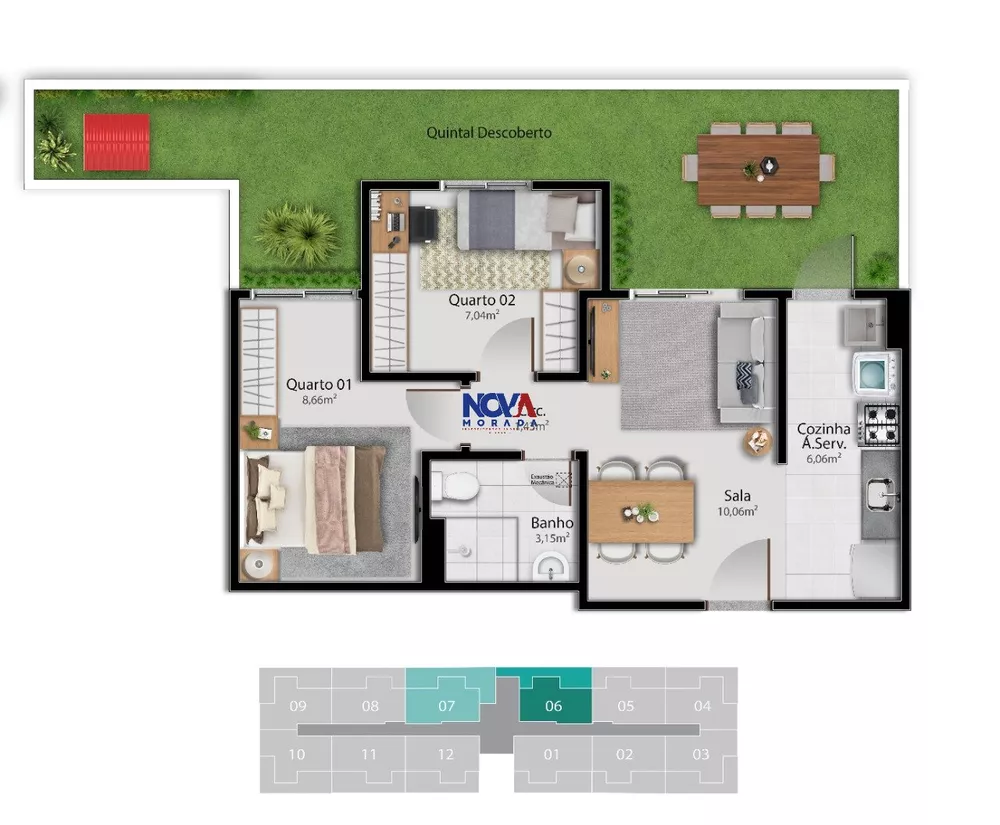 Apartamento à venda com 2 quartos, 45m² - Foto 3