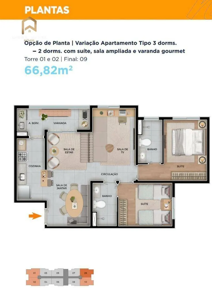 Apartamento, 2 quartos, 54 m² - Foto 9