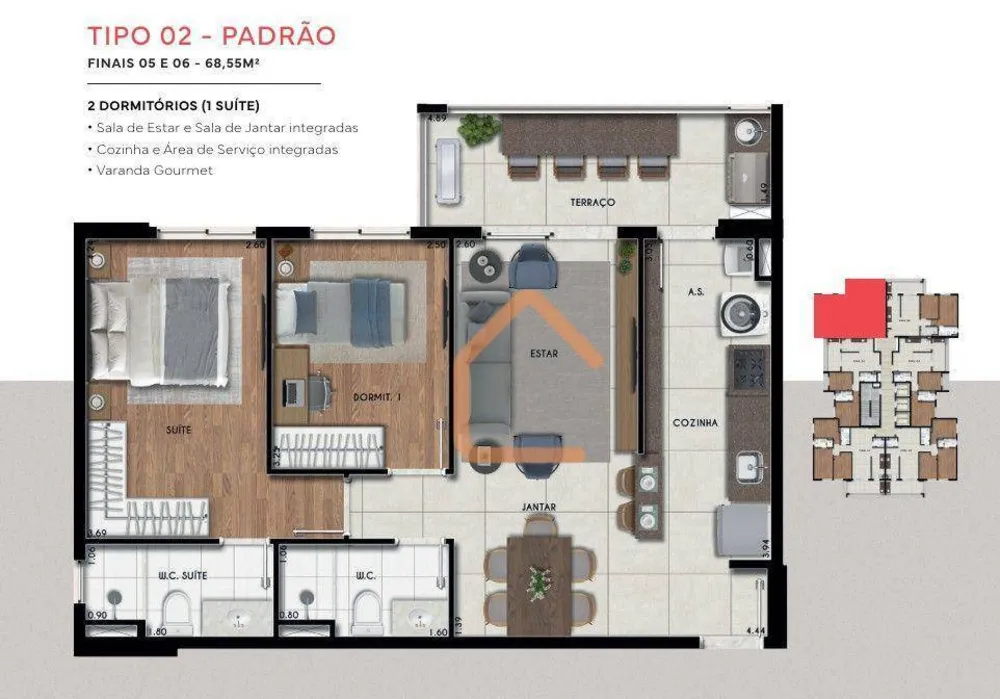Apartamento, 2 quartos, 69 m² - Foto 11