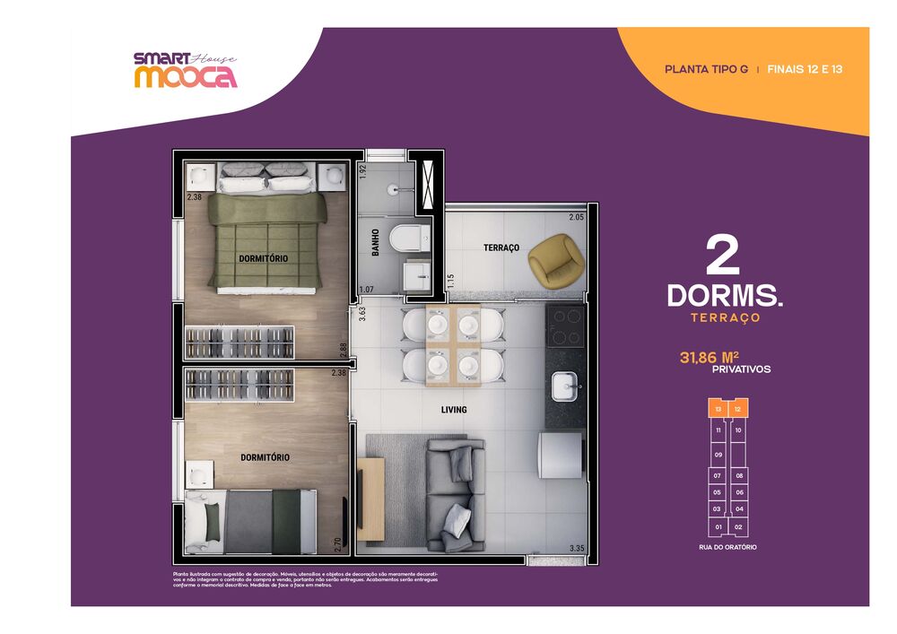 Apartamento à venda com 2 quartos, 34m² - Foto 2