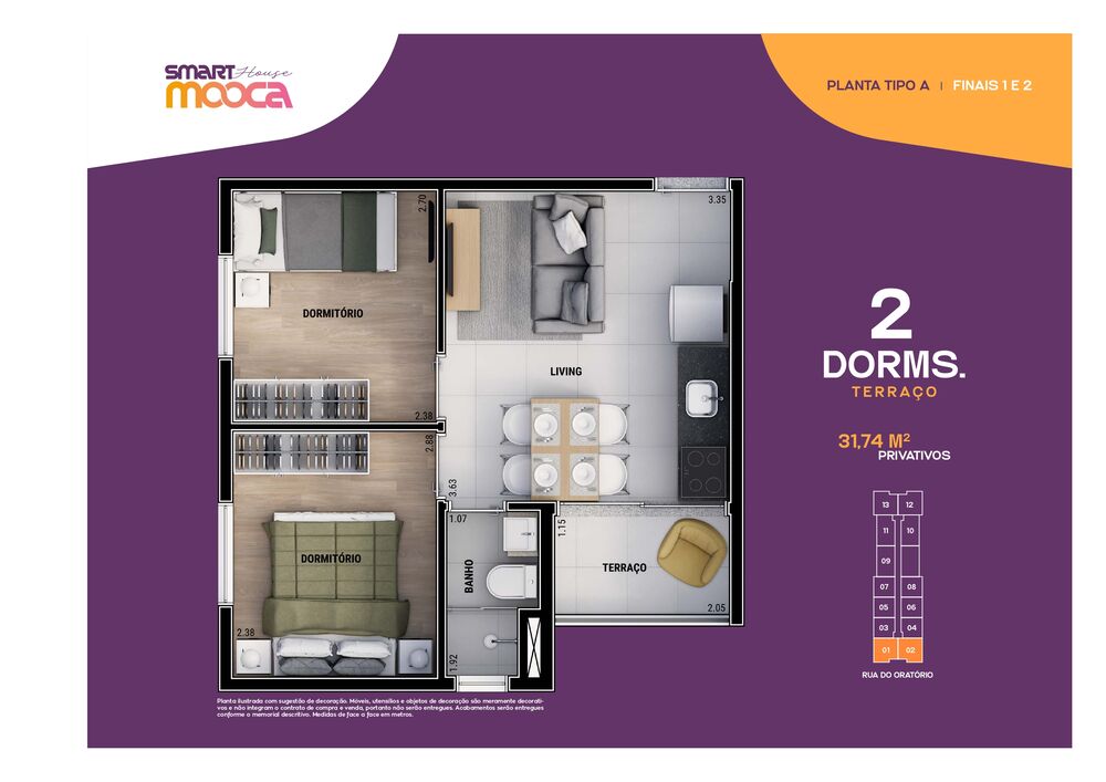 Apartamento à venda com 2 quartos, 34m² - Foto 8