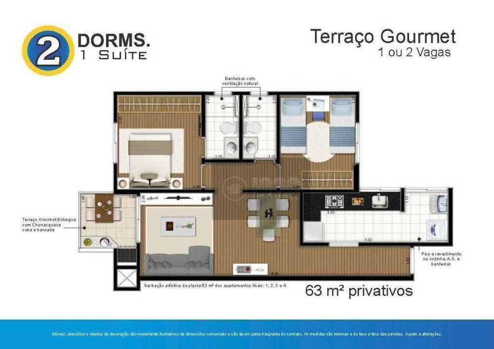Apartamento, 2 quartos, 63 m² - Foto 1
