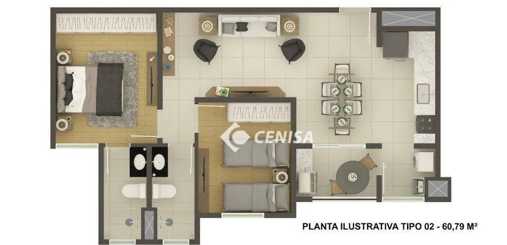 Apartamento, 2 quartos, 60 m² - Foto 1