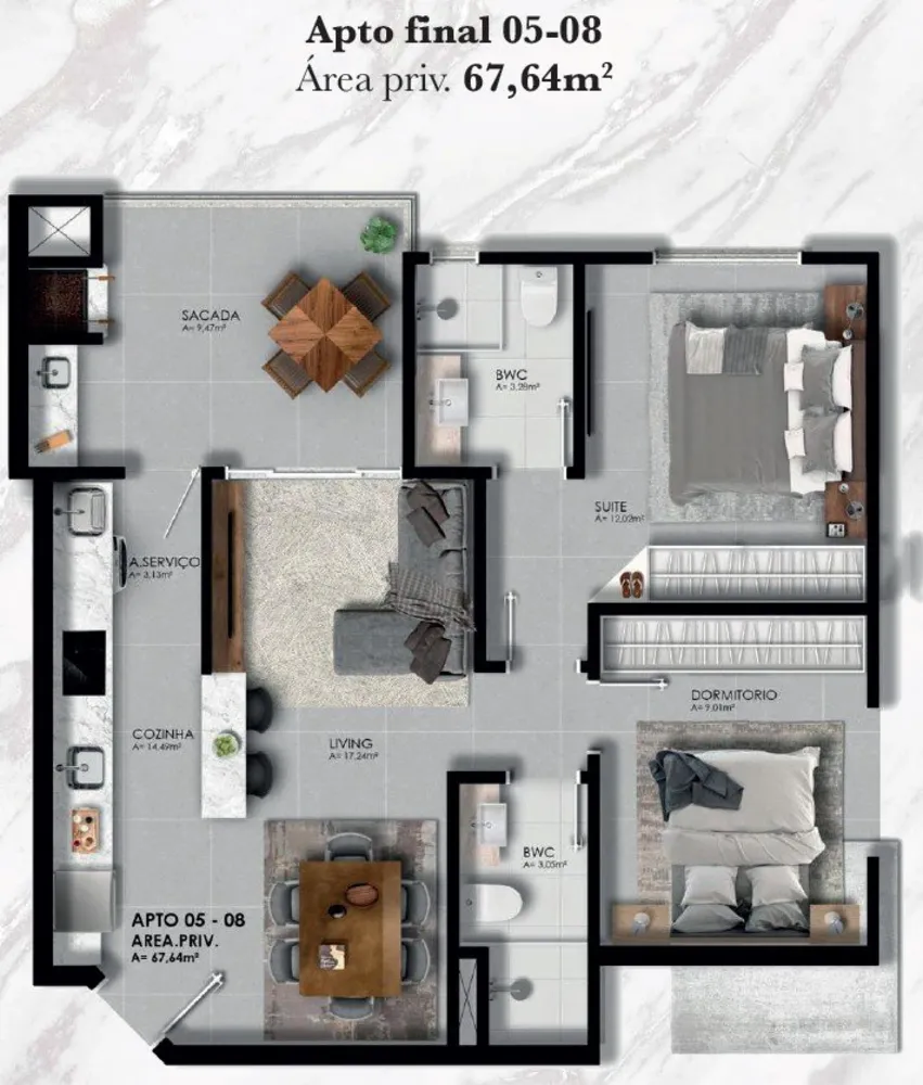 Apartamento, 1 quarto, 51 m² - Foto 2