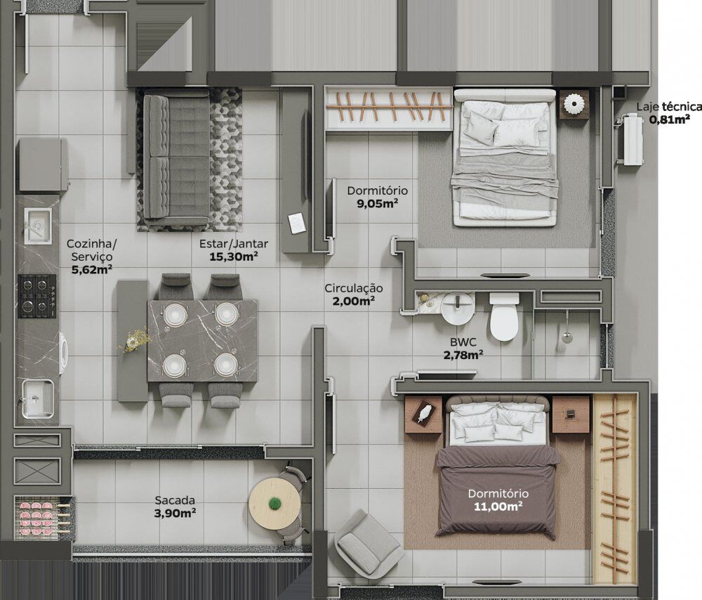 Apartamento à venda com 2 quartos, 58m² - Foto 9