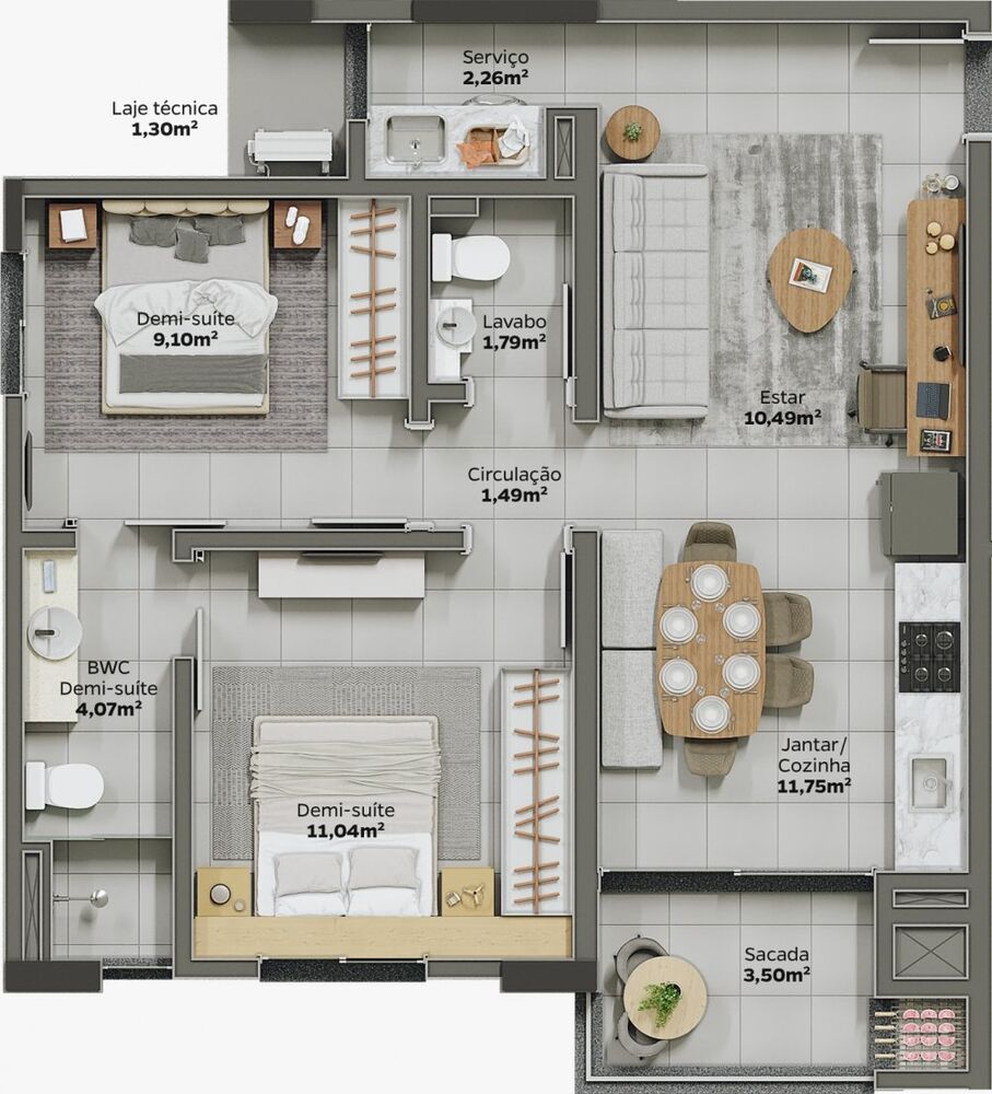 Apartamento à venda com 2 quartos, 58m² - Foto 19