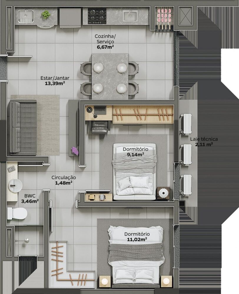 Apartamento à venda com 2 quartos, 58m² - Foto 24