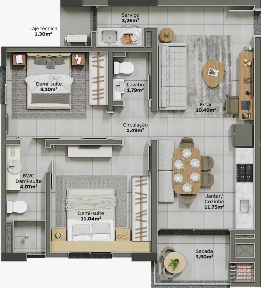 Apartamento, 2 quartos, 58 m² - Foto 10