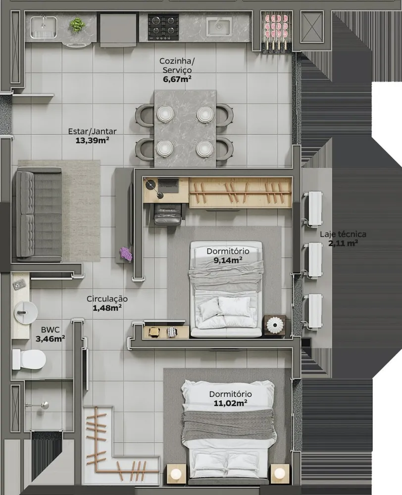 Apartamento, 2 quartos, 58 m² - Foto 1