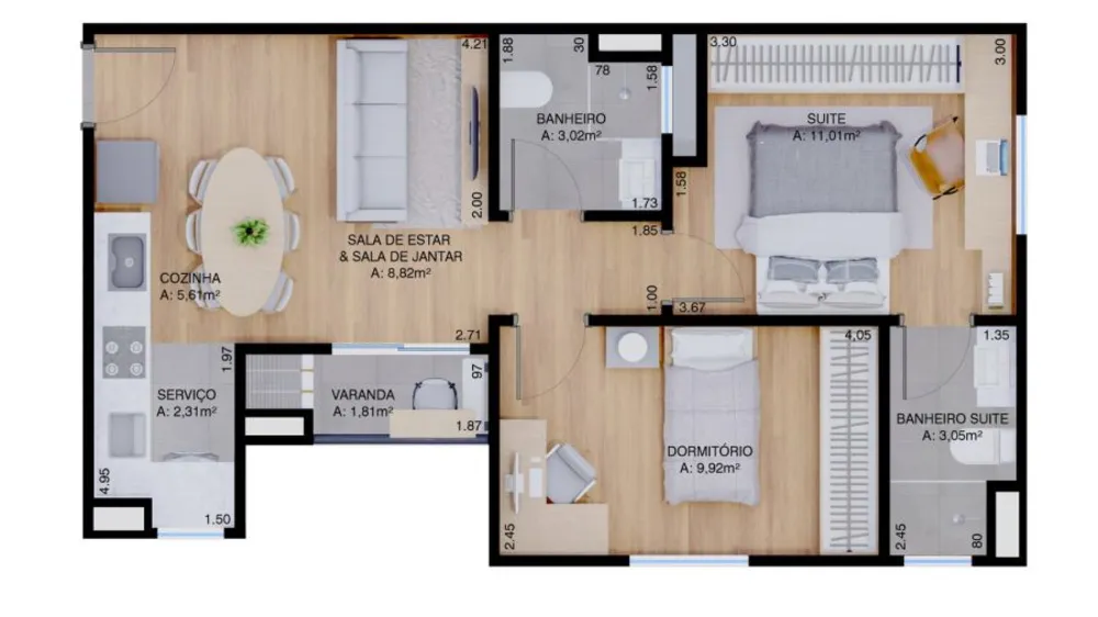 Apartamento, 2 quartos, 54 m² - Foto 3