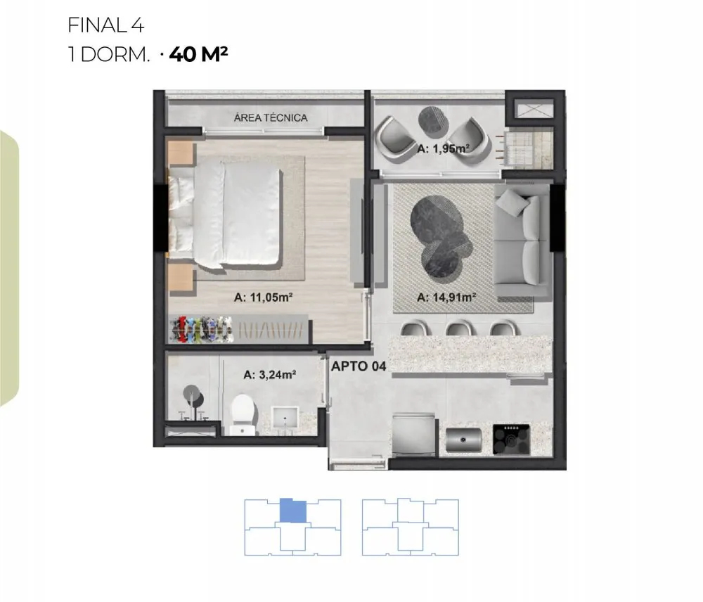 Apartamento, 1 quarto, 40 m² - Foto 13