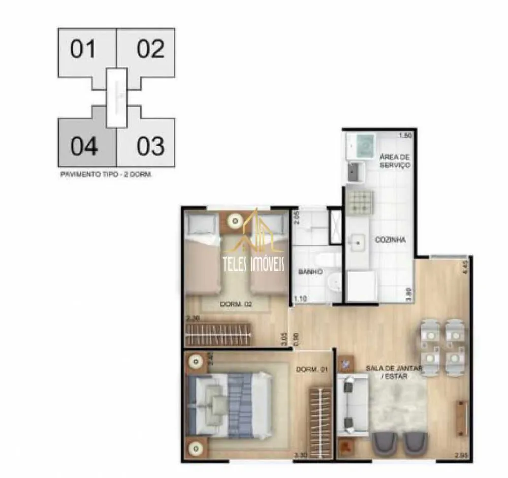 Apartamento, 2 quartos, 49 m² - Foto 2