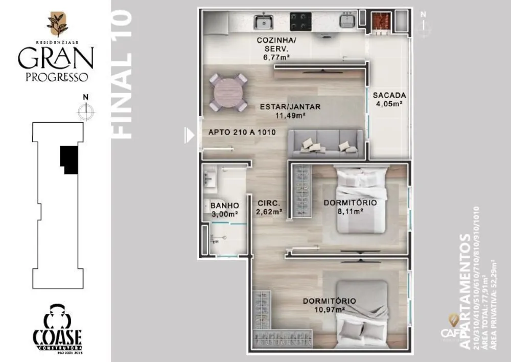 Apartamento, 2 quartos, 52 m² - Foto 3