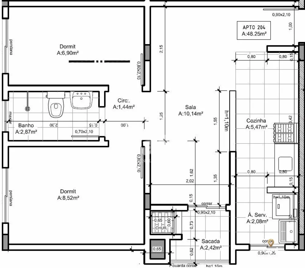 Apartamento, 2 quartos, 48 m² - Foto 3