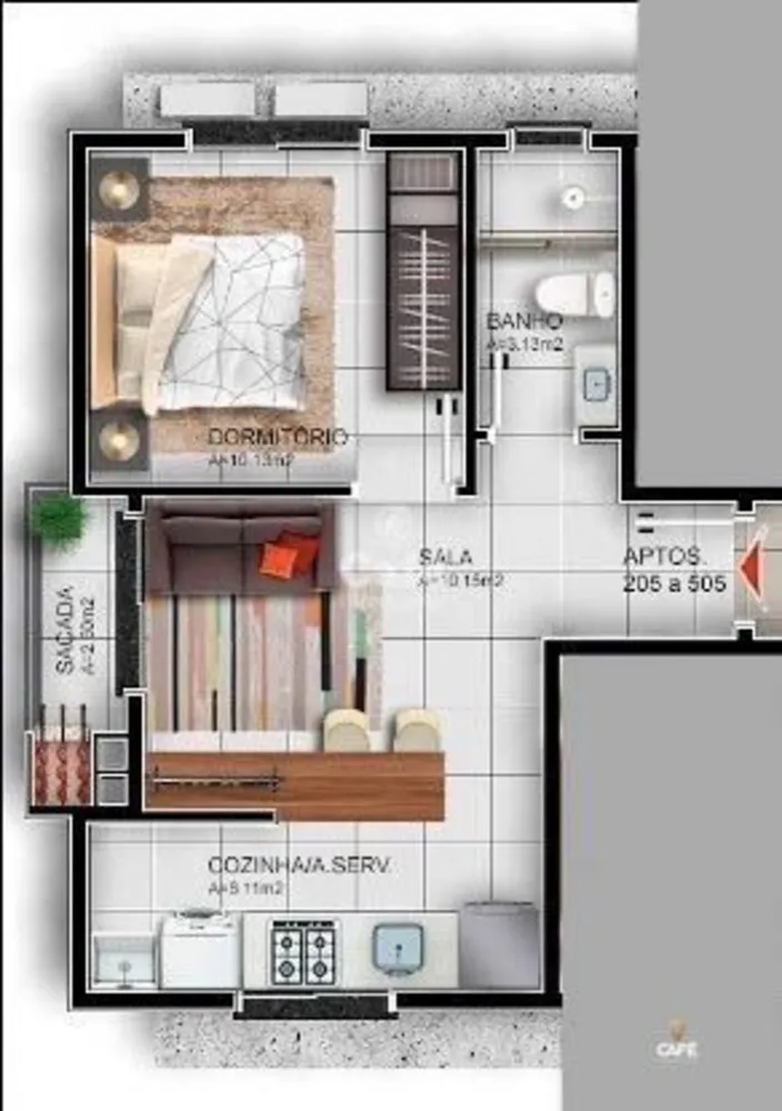 Apartamento, 1 quarto, 39 m² - Foto 2