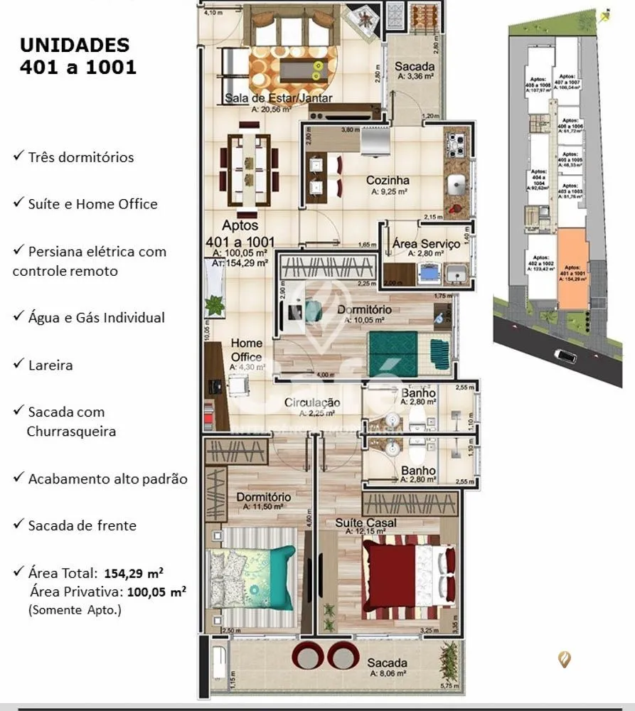 Apartamento, 3 quartos, 100 m² - Foto 2