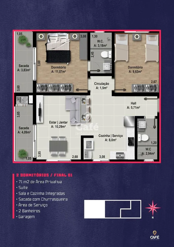 Apartamento, 2 quartos, 70 m² - Foto 2