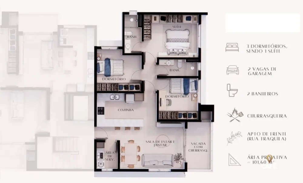 Apartamento, 3 quartos, 101 m² - Foto 3