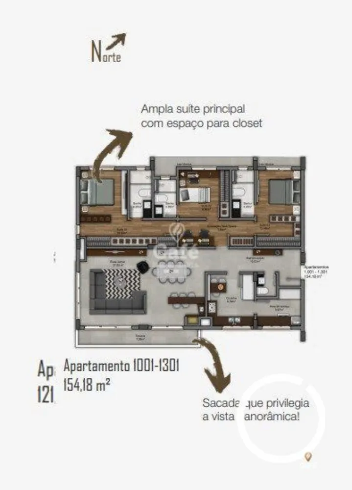 Apartamento, 3 quartos, 154 m² - Foto 2