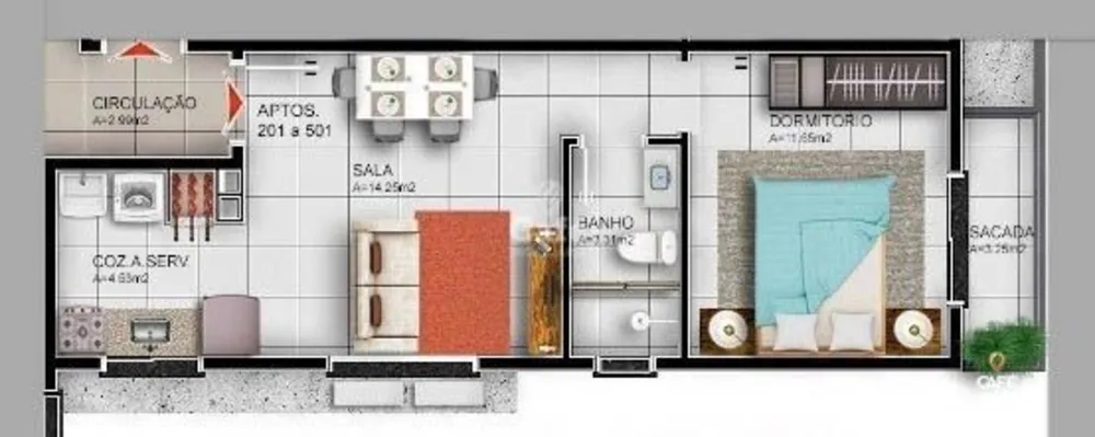 Apartamento, 1 quarto, 45 m² - Foto 2