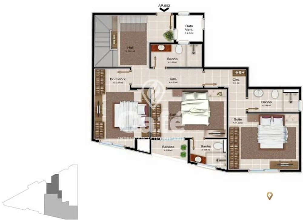 Cobertura, 3 quartos, 167 m² - Foto 1