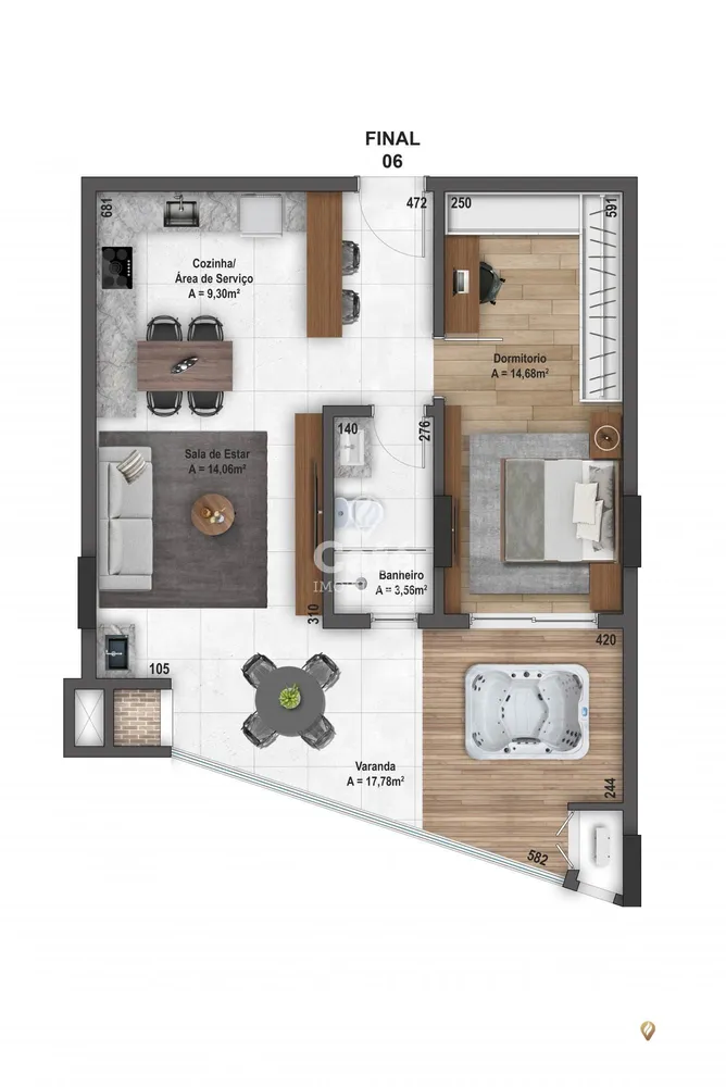 Apartamento, 1 quarto, 68 m² - Foto 2