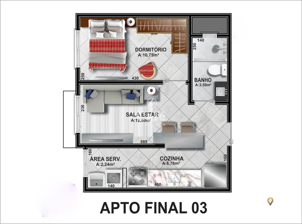 Apartamento, 1 quarto, 42 m² - Foto 2
