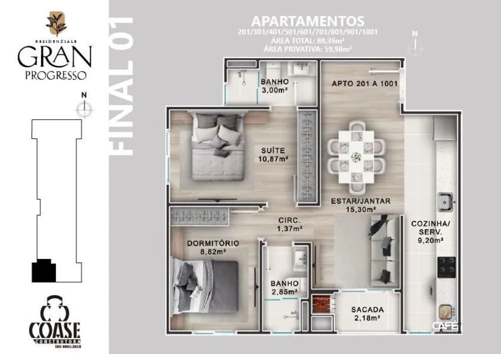 Apartamento, 2 quartos, 59 m² - Foto 2