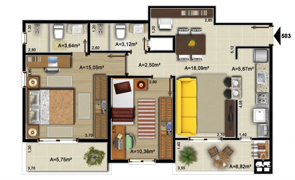 Apartamento, 2 quartos, 80 m² - Foto 2