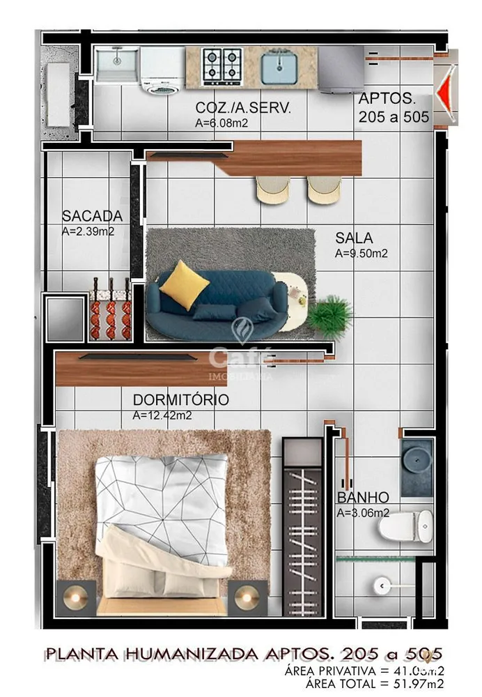 Apartamento, 1 quarto, 41 m² - Foto 3