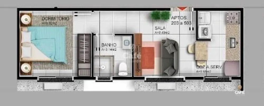 Apartamento, 1 quarto, 34 m² - Foto 2