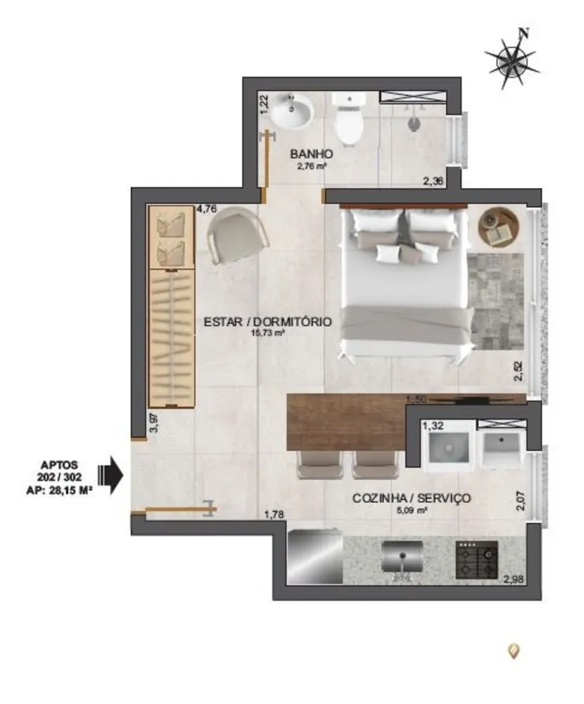 Apartamento, 2 quartos, 57 m² - Foto 3