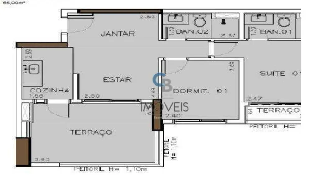 Apartamento, 2 quartos, 65 m² - Foto 2