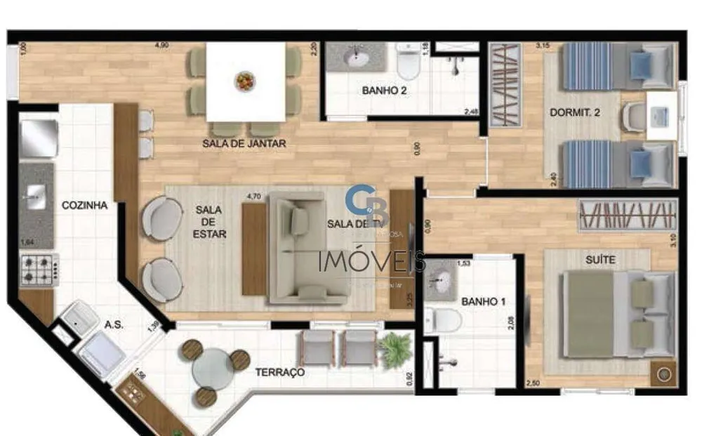 Apartamento, 2 quartos, 65 m² - Foto 1