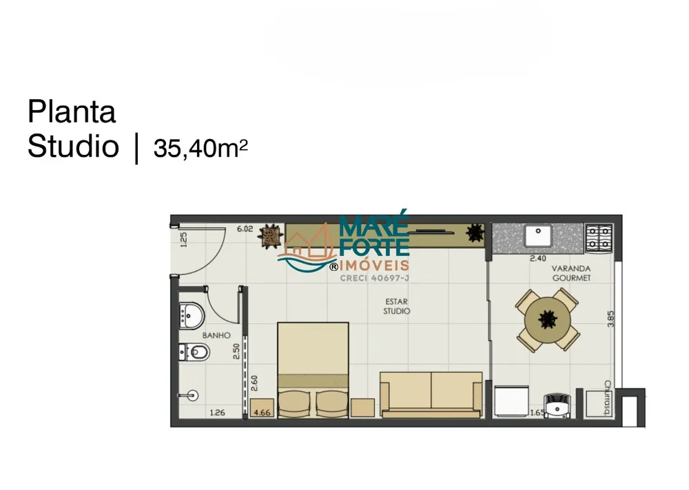 Apartamento, 1 quarto, 35 m² - Foto 2