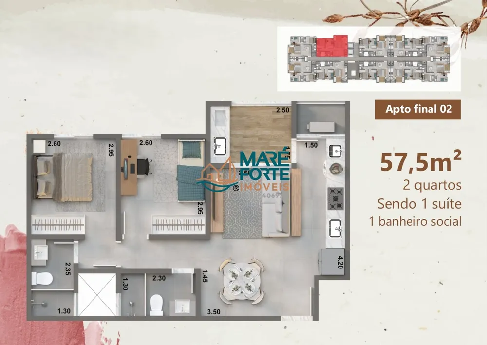 Apartamento, 2 quartos, 56 m² - Foto 4