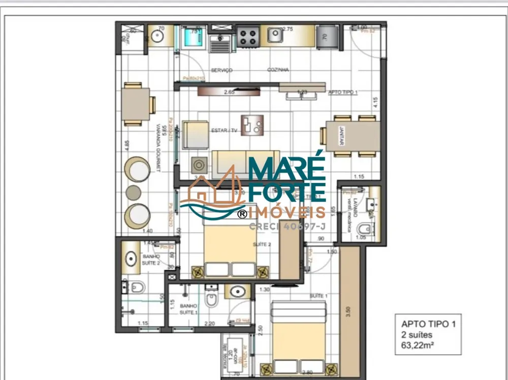 Apartamento, 2 quartos, 63 m² - Foto 1
