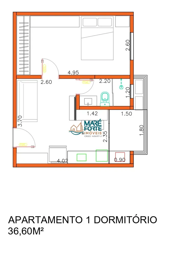 Apartamento, 1 quarto, 36 m² - Foto 9