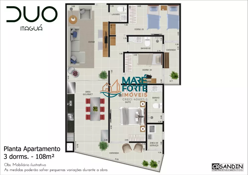 Apartamento à venda com 3 quartos, 108m² - Foto 2