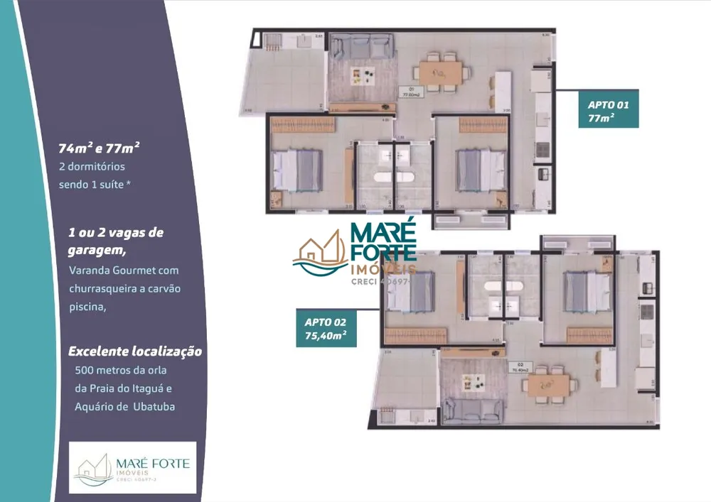Apartamento, 2 quartos, 74 m² - Foto 2