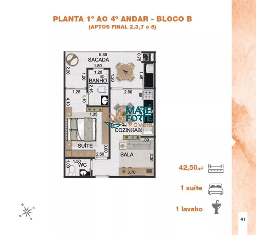 Apartamento à venda com 1 quarto, 42m² - Foto 3