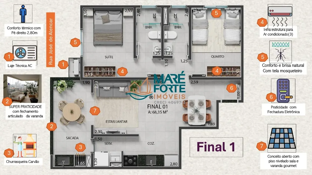 Apartamento, 2 quartos, 66 m² - Foto 2