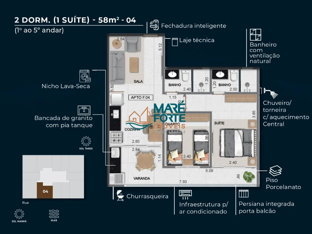 Apartamento, 2 quartos, 58 m² - Foto 3
