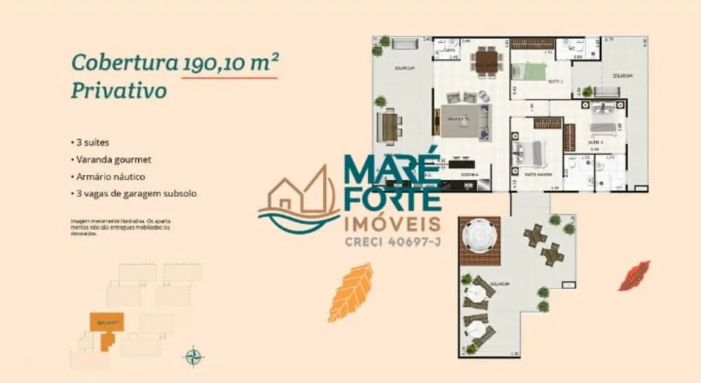 Cobertura, 3 quartos, 190 m² - Foto 2