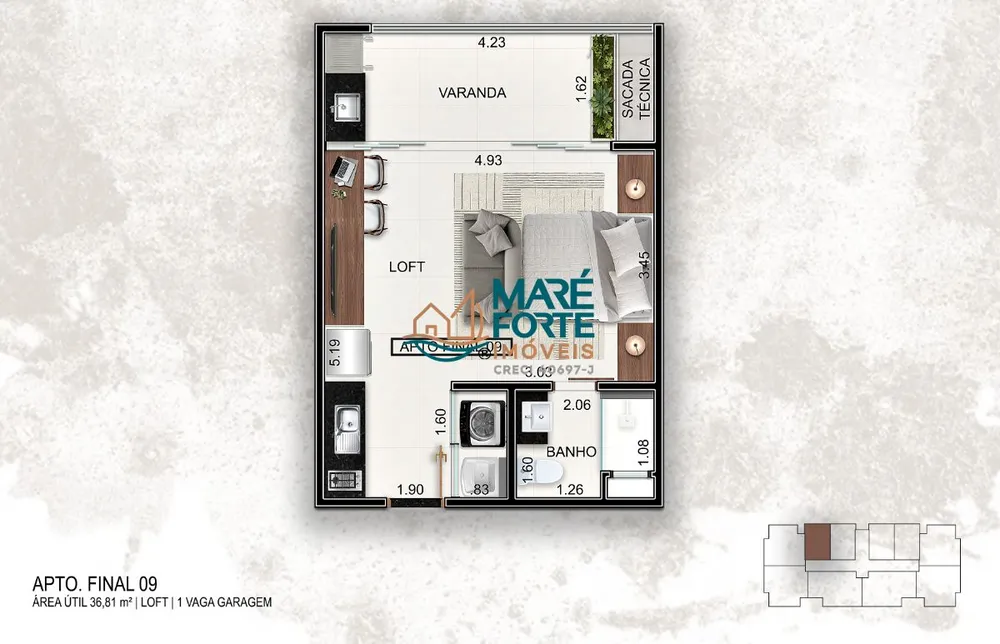 Apartamento, 1 quarto, 36 m² - Foto 1