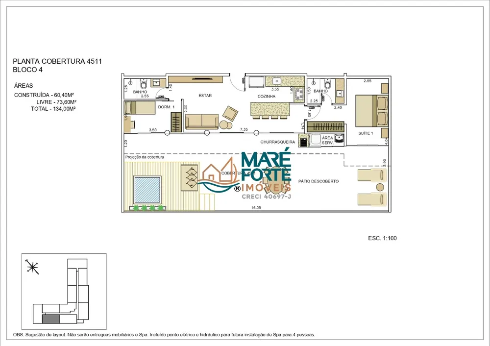 Cobertura, 2 quartos, 134 m² - Foto 2