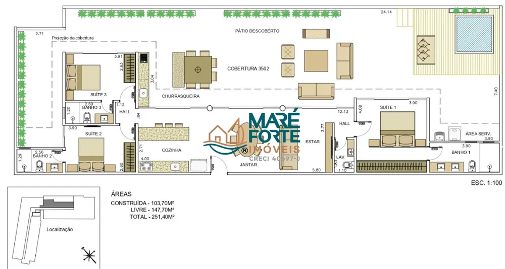 Cobertura, 3 quartos, 103 m² - Foto 2