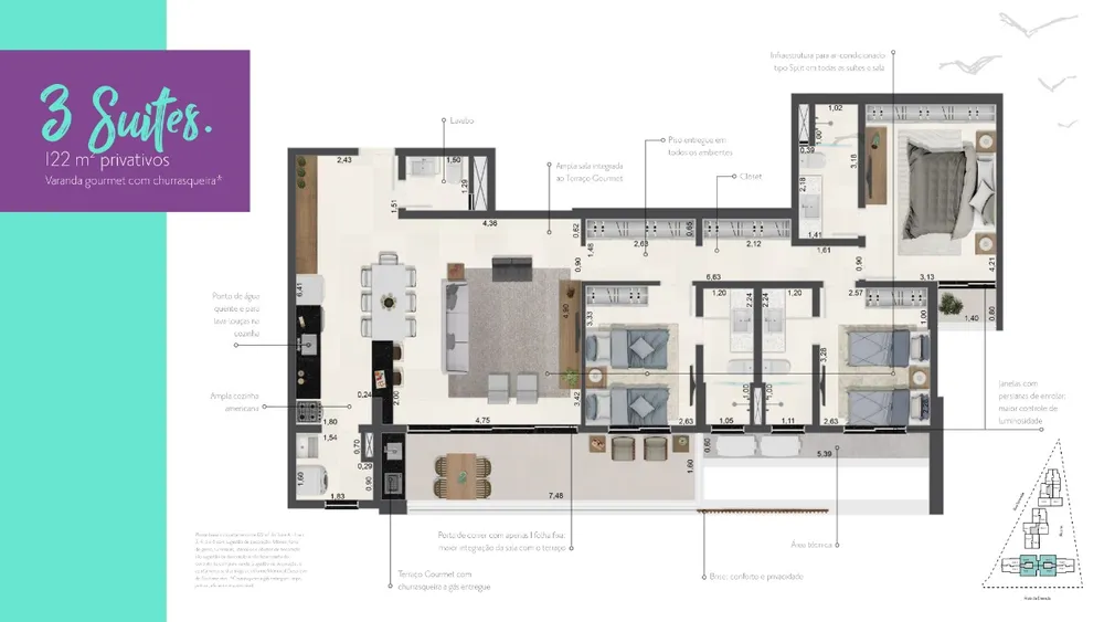Apartamento, 3 quartos, 122 m² - Foto 2