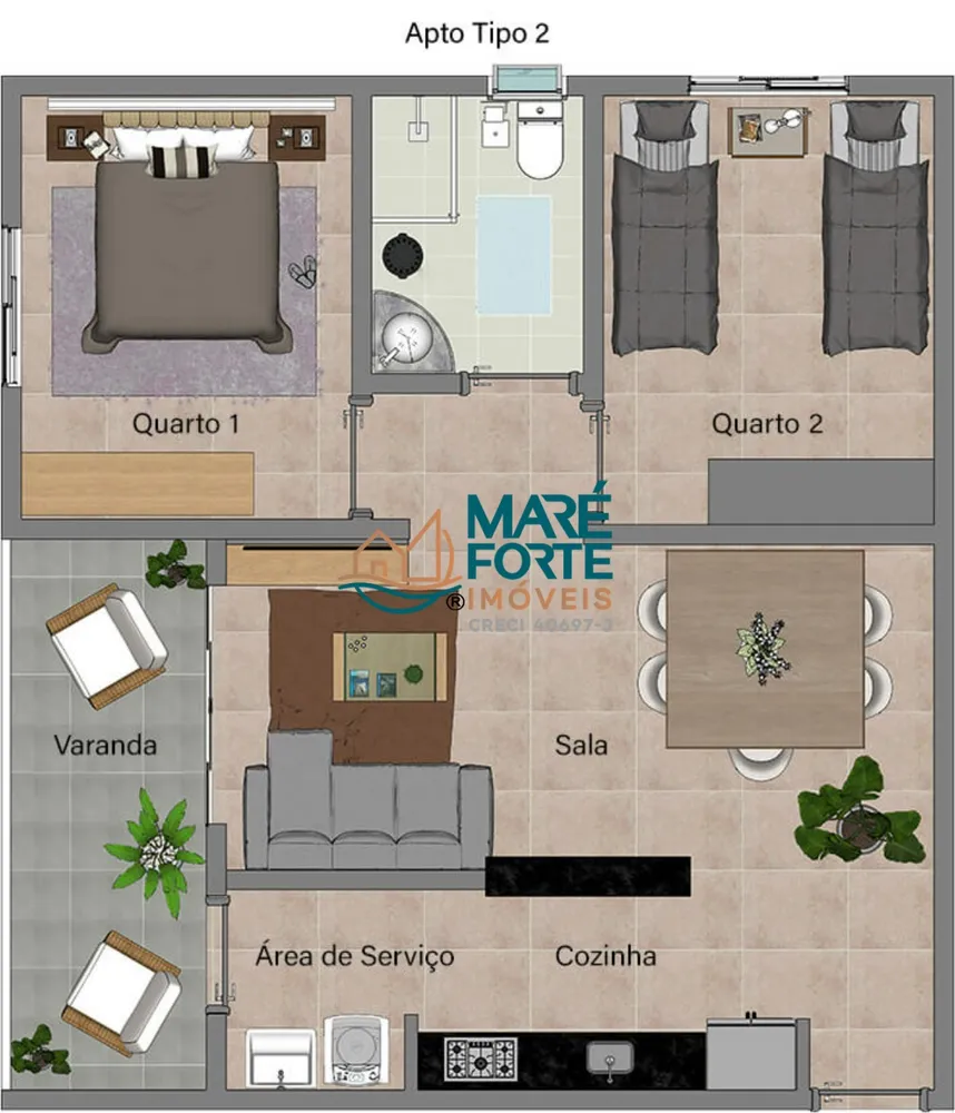 Apartamento, 2 quartos, 56 m² - Foto 3
